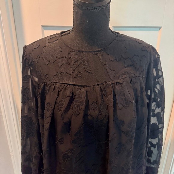 Women's long sleeve blouse, Black, L, EUC, Lace embroidery - Picture 9 of 12